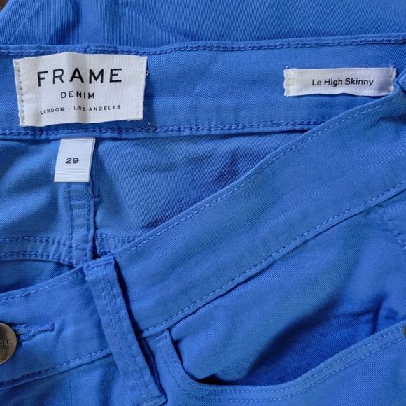 FRAME // le high skinny 5 pocket crop silhouette raw hem jeans in coastal blue - Picture 13 of 16